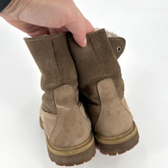 Timberland Women's Leather Waterproof Roll Fold-Over Teddy Fleece Boots Size 8 - Picture 9 of 12